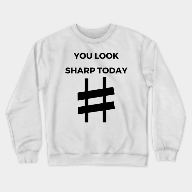 I Need To Rest - Sharp Note Funny Music Puns Text On Top Crewneck Sweatshirt by Double E Design